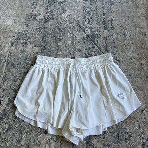Women's White Athletic Flowy Shorts by Luogongzi